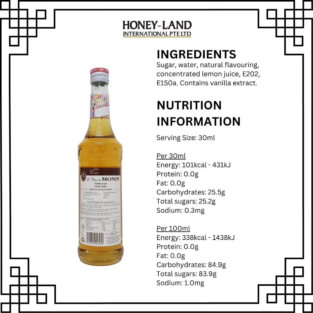 MONIN Vanilla Syrup - 700ML - Image 3